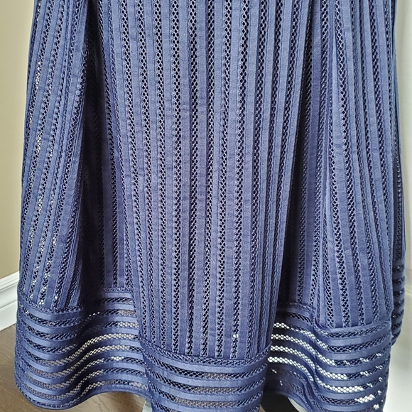 Navy ribbon striped bubble midi skirt - Picture 4 of 5